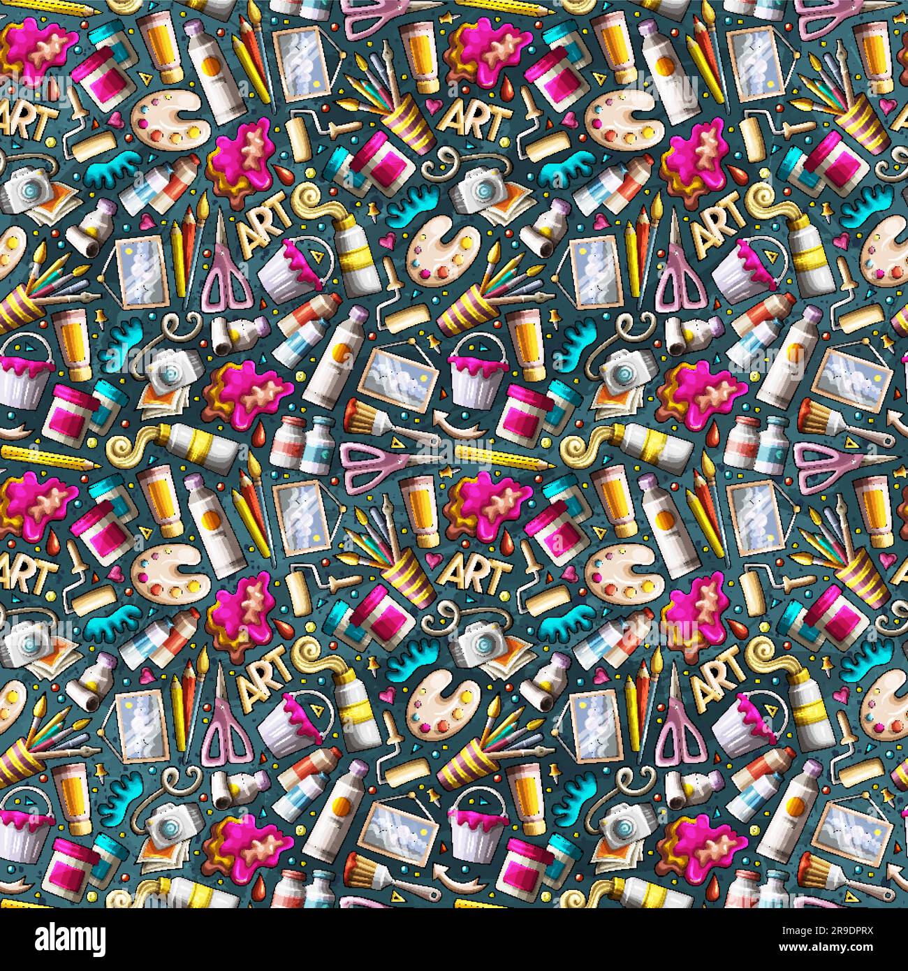 https://c8.alamy.com/comp/2R9DPRX/cartoon-cute-artist-supplies-seamless-pattern-colorful-detailed-with-lots-of-objects-art-background-endless-funny-illustration-2R9DPRX.jpg