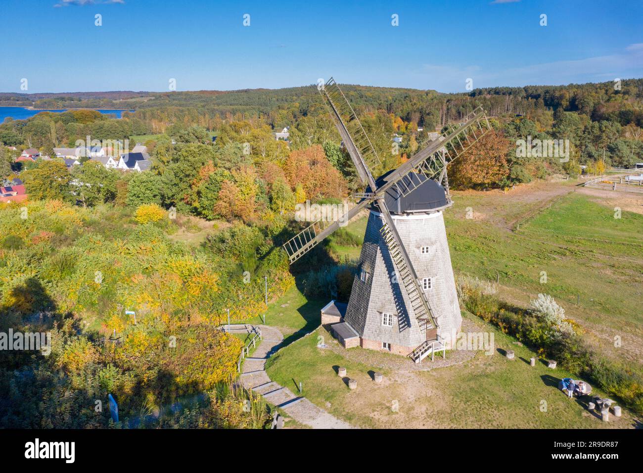 Dutch Windmill in the municipality Benz on the island of Usedom. Mecklenburg-Vorpommern, Germany Stock Photo