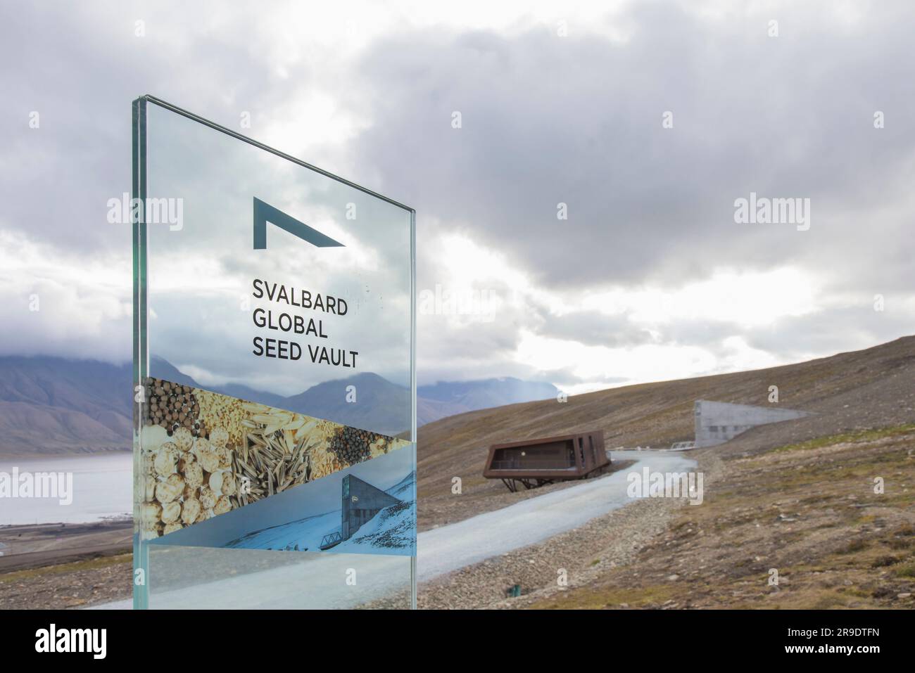 Entrance to Svalbard Global Seed Vault, largest seedbank wordwide. Svalbard, Norway Stock Photo