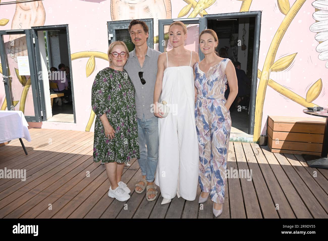 Munich, Germany. 27th June, 2019. Director Riley Stearns (r) and actor  Jesse Eisenberg are standing on the red carpet of the Filmfest Munich,  which opens with the comedy The Art of Self-Defense