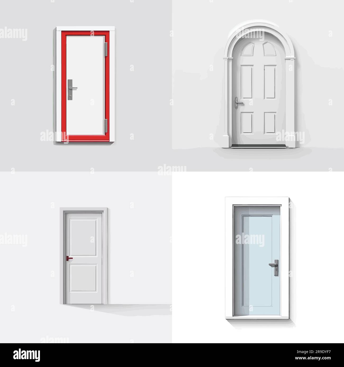 White door set vector isolated Stock Vector Image & Art - Alamy