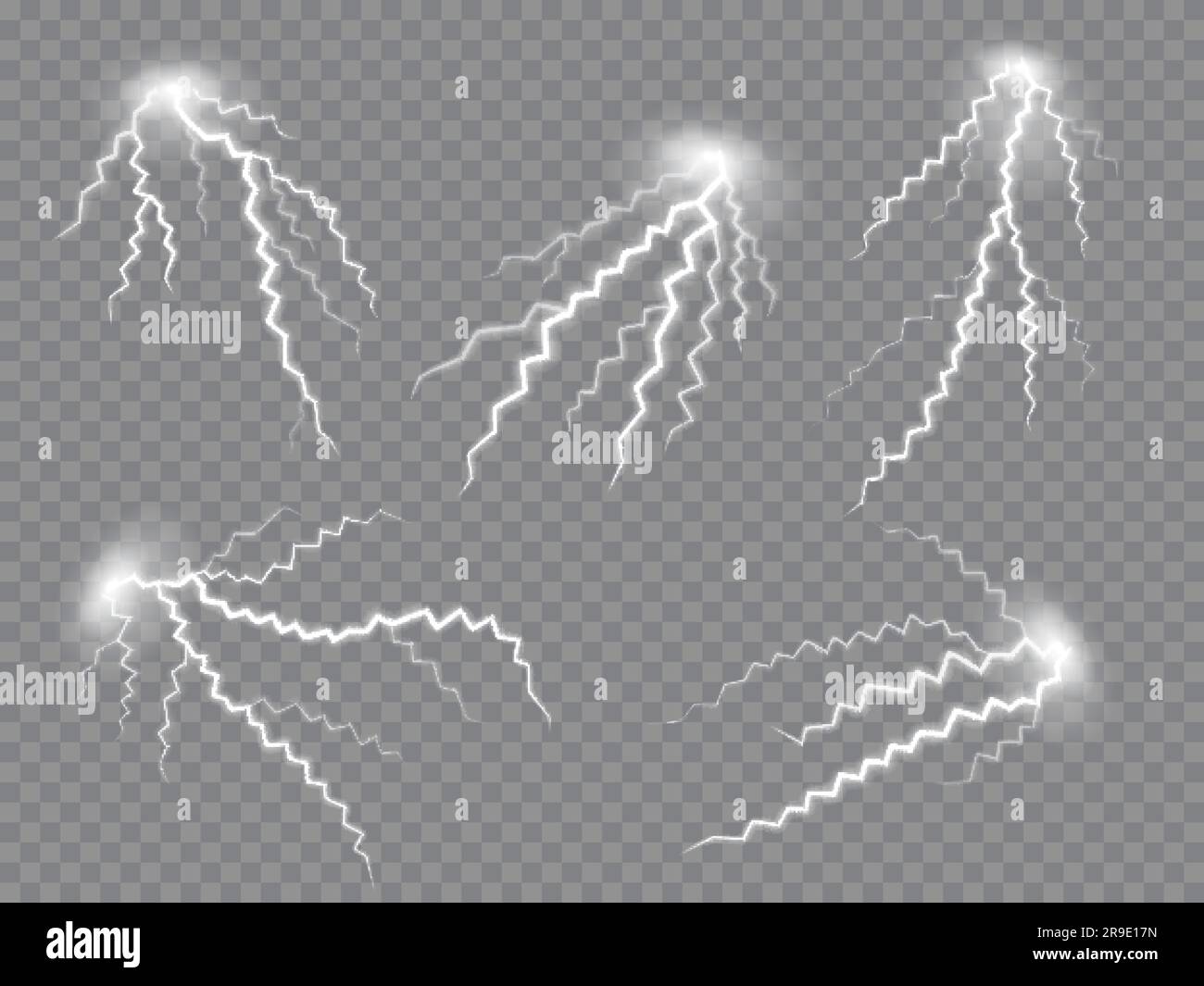 Lightning thunderstorm effect. Electric spark, flash strike, thunder