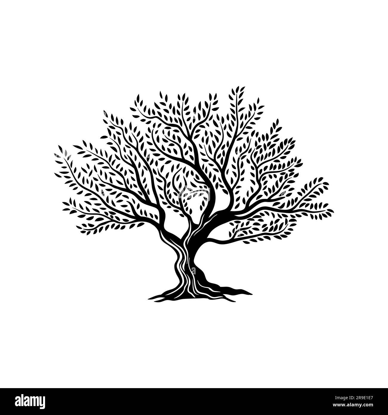 Olive tree isolated silhouette icon with leaves for olive oil vector ...