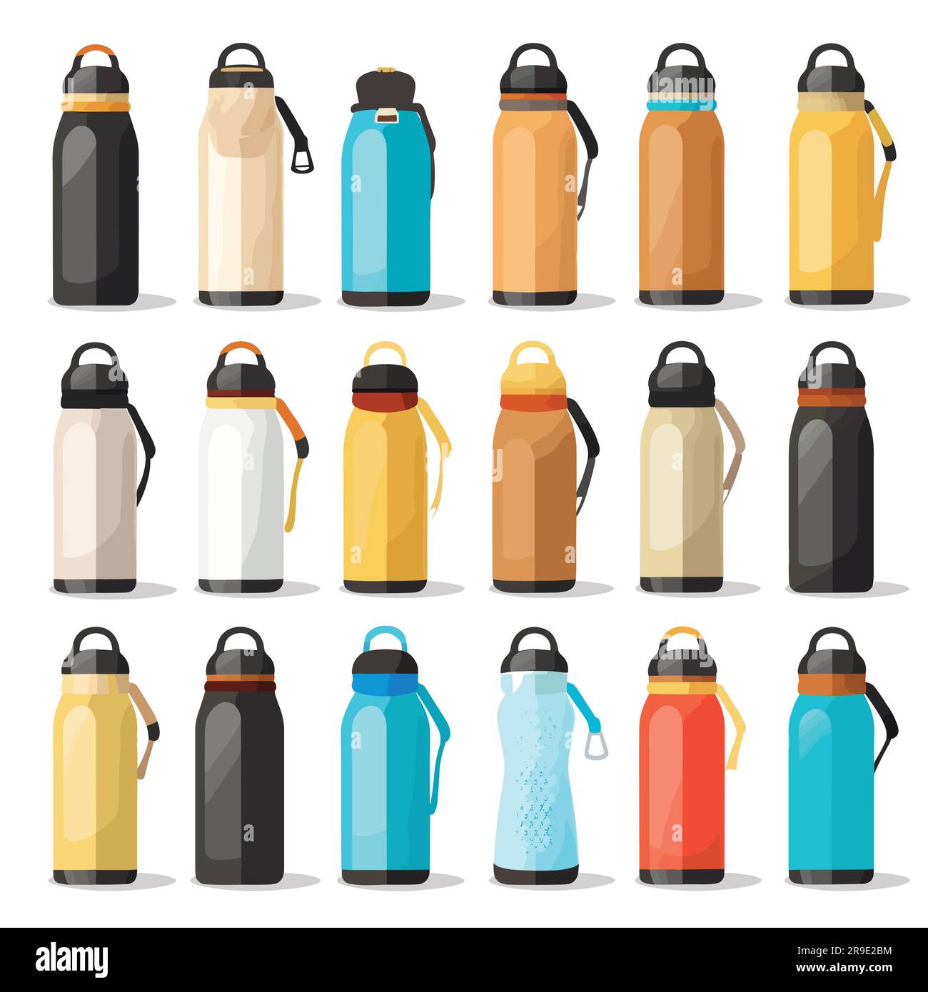 Reusable water bottles set vector isolated illustration Stock Vector