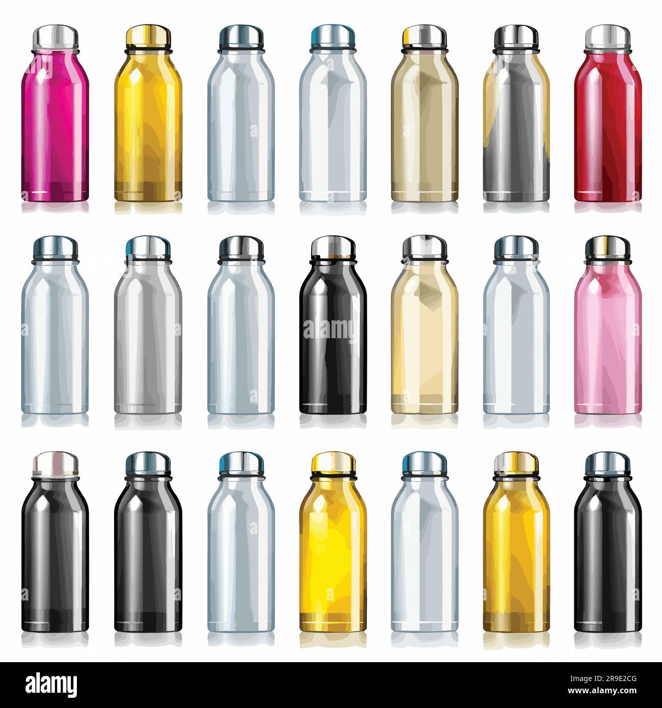Reusable water bottles set vector isolated illustration Stock Vector