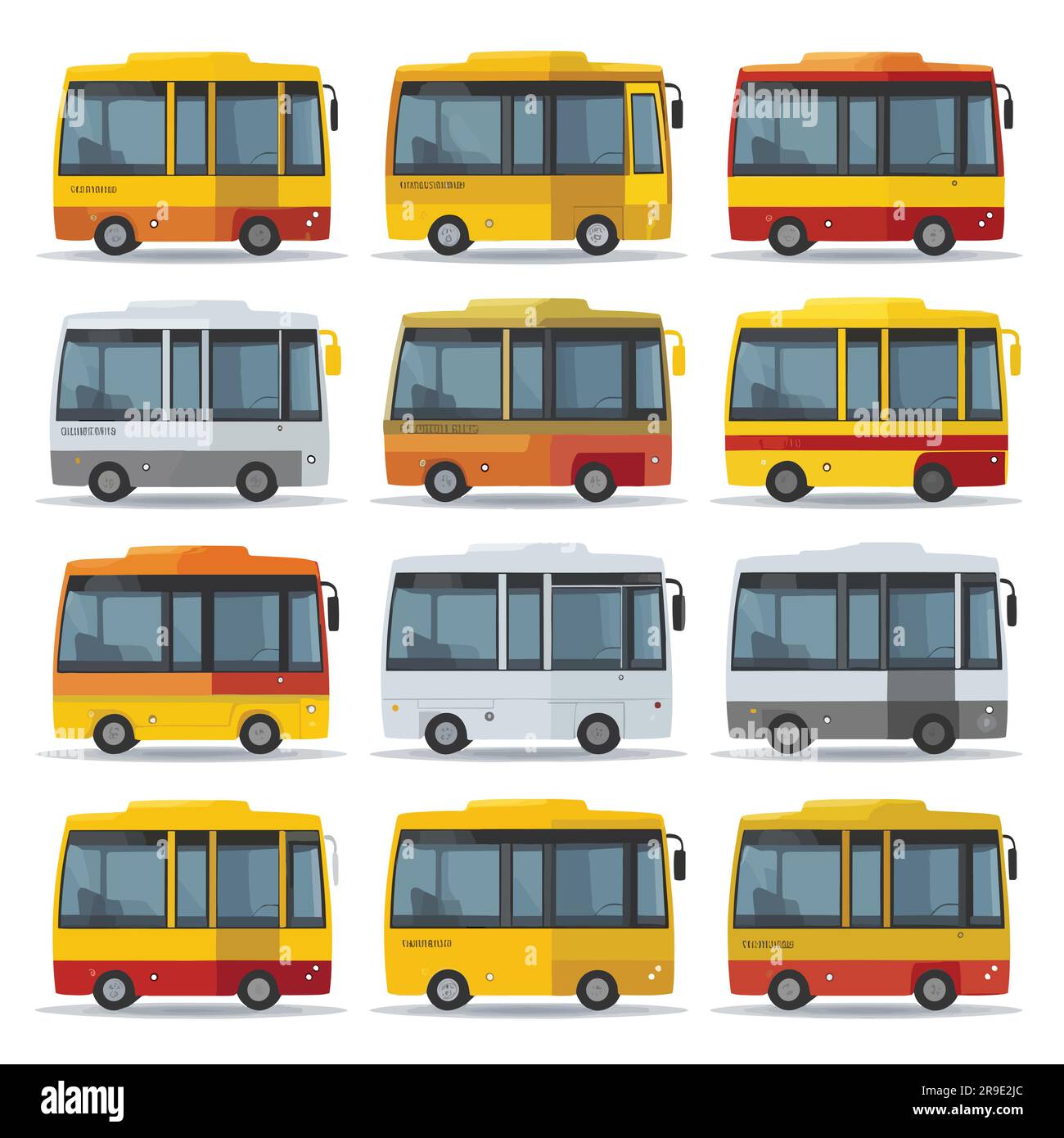 Colorful buses set vector isolated on white illustration Stock Vector ...