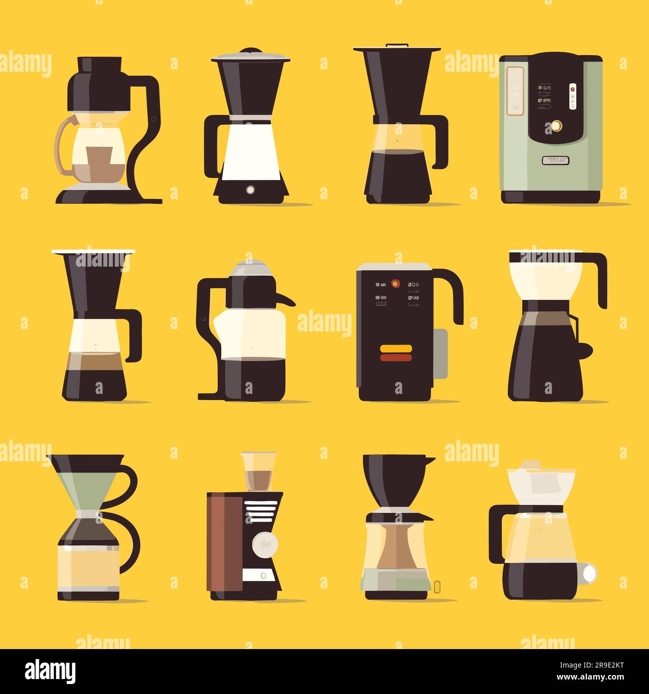 Retro coffee machines set vector isolated illustration Stock Vector
