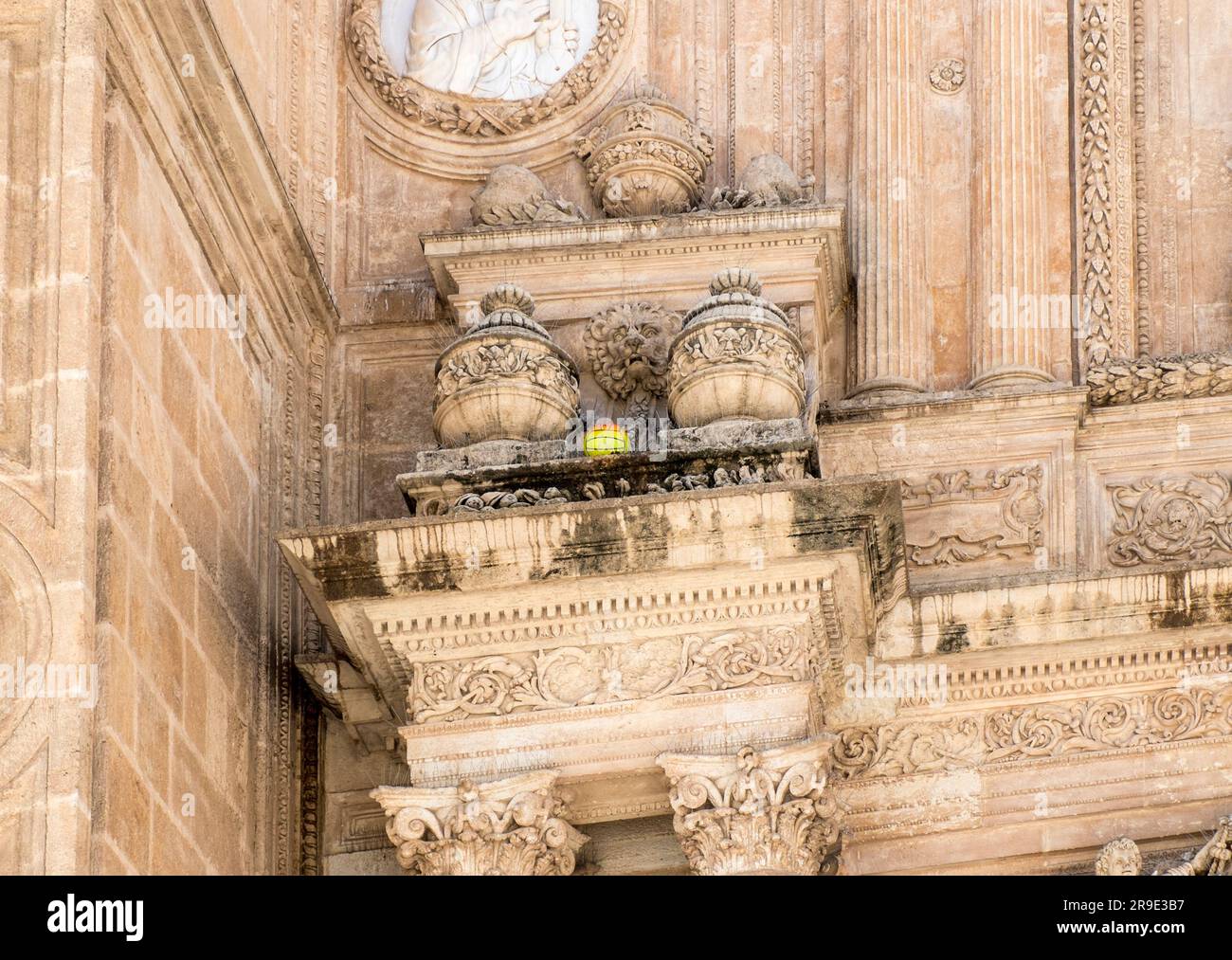 Lost Football at the Almeria Cathedral Spain Stock Photo