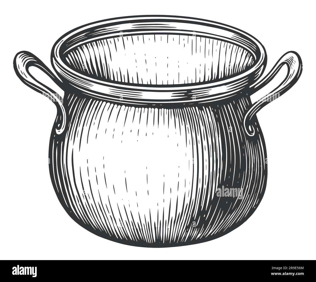 Pot, saucepan sketch vector illustration. Cooking concept Stock Vector