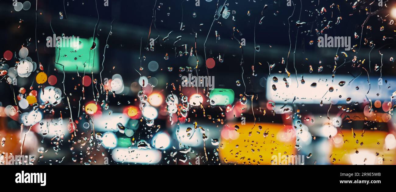 Driving in raining. Rain on car windshield or car window in rainy ...