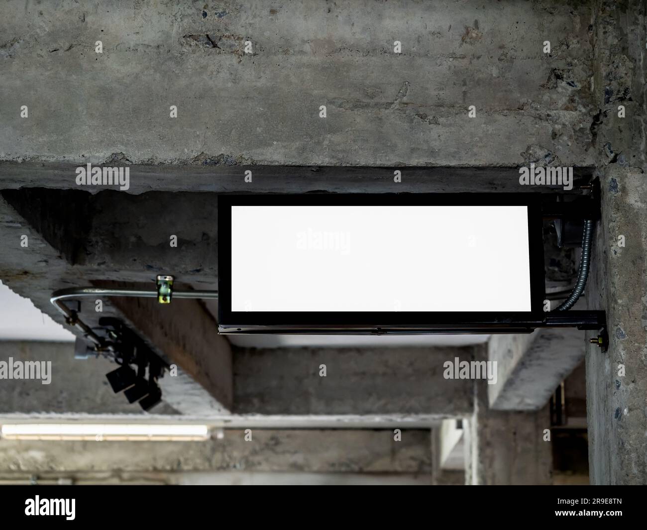 Hanging lightbox with blank space. Empty signage light box for