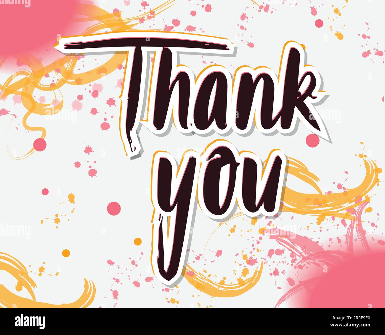 Thank You Card Design with Thank You Lettering and Paint-Inspired Background Stock Vector