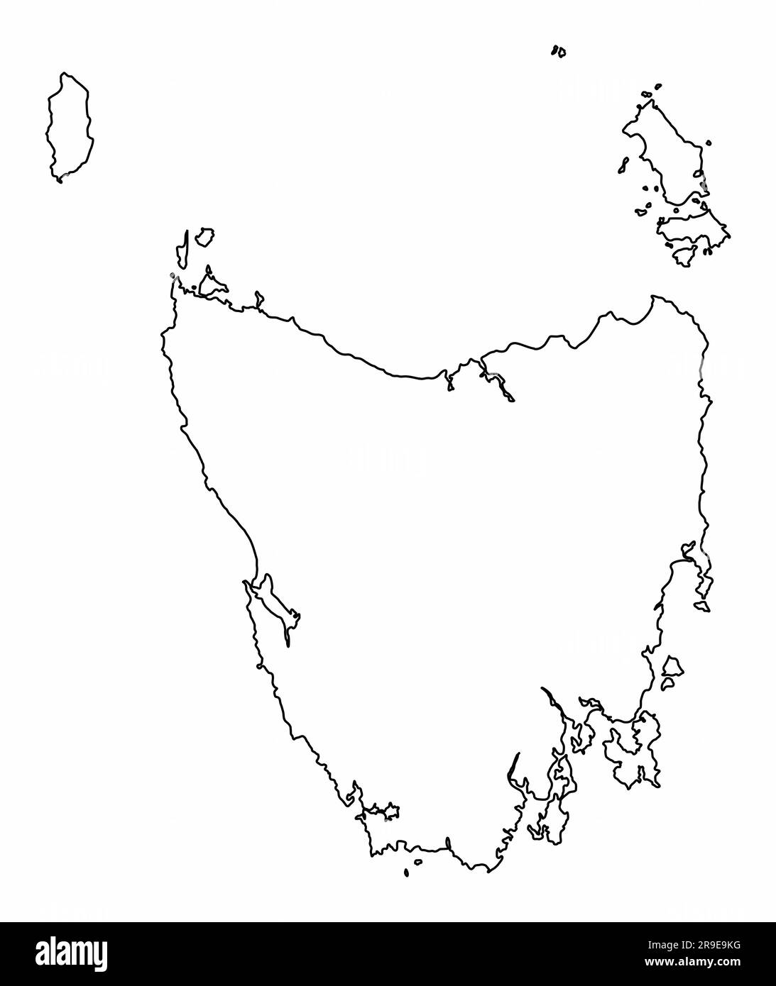 Tasmania map outline isolated on white background, Australia Stock Vector