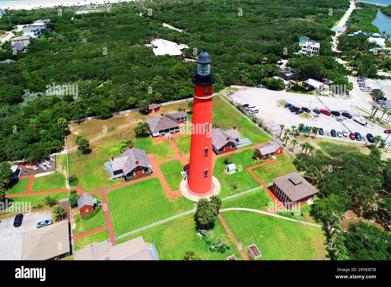 The Ponce de Leon Inlet Light is a lighthouse and museum located at Ponce de León Inlet in Daytona  Florida. Lighthouse is  structure such as a tower Stock Photo