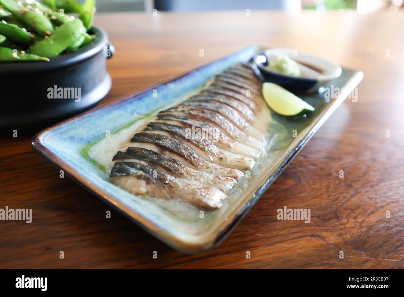 Saba shoyu yaki ,Grilled Mackerel or burned saba in japanese style
