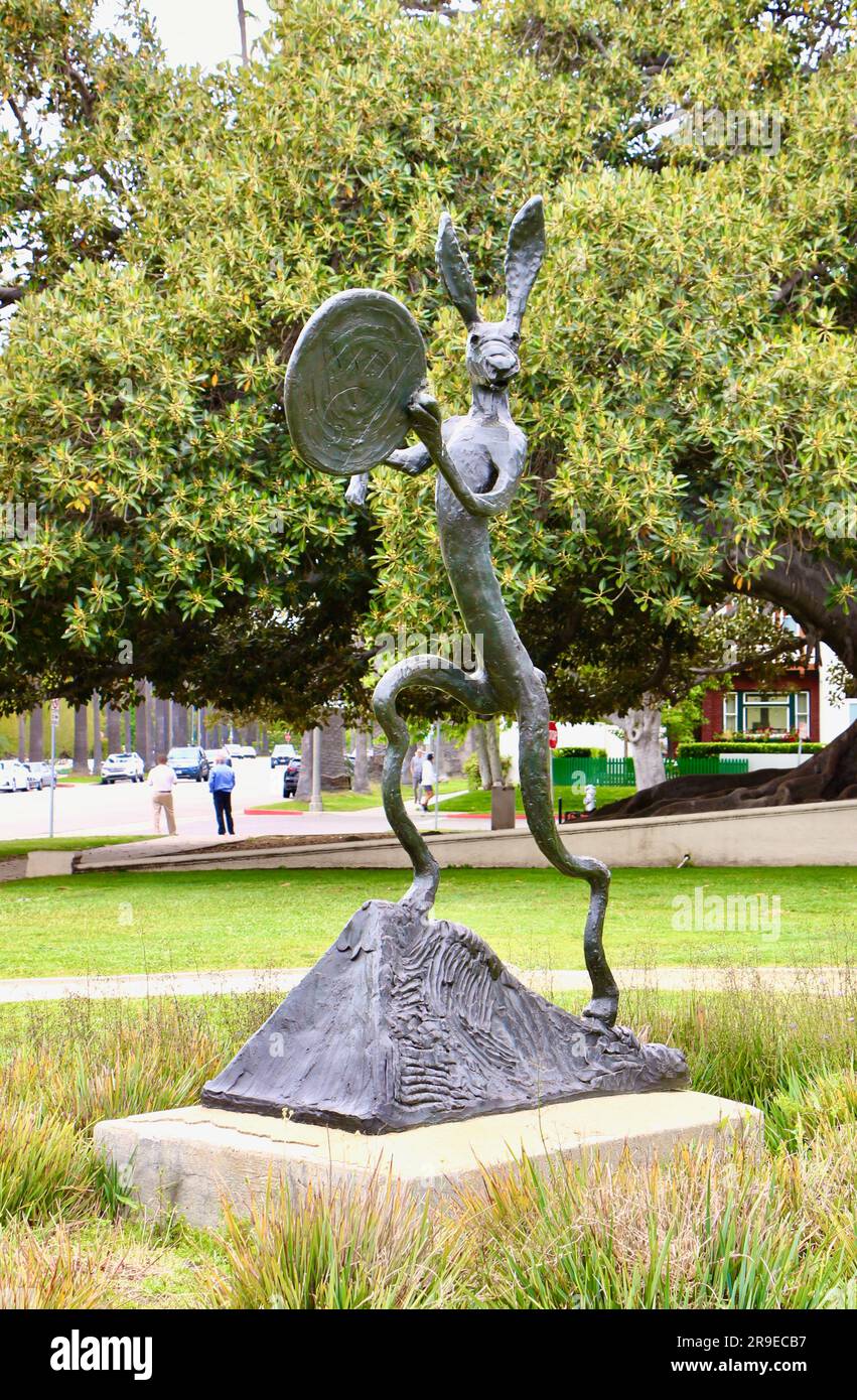 The Drummer bronze sculpture by Barry Flanagan Beverly Gardens Park Beverly Hills Los Angeles