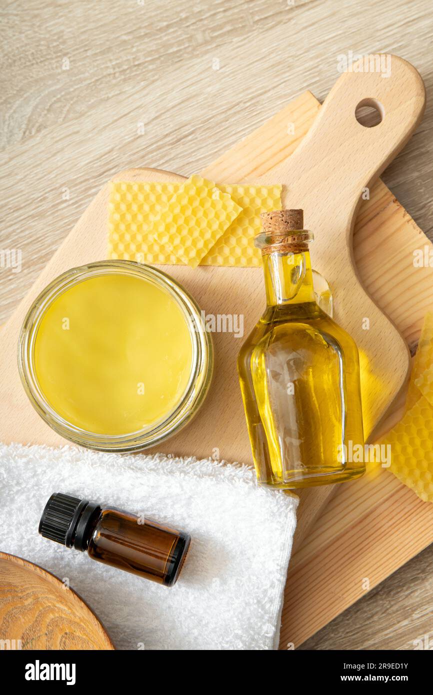 Homemade beeswax wood treatment polish, restore natural wood furniture