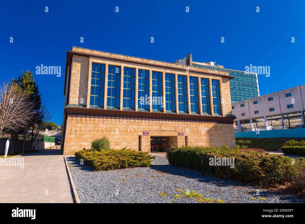 Salamanca, Spain - February 20, 2022: Exterior view of the Faculty of Infermary and Physiotherapy of Salamanca University, Castile and Leon, Spain. Stock Photo