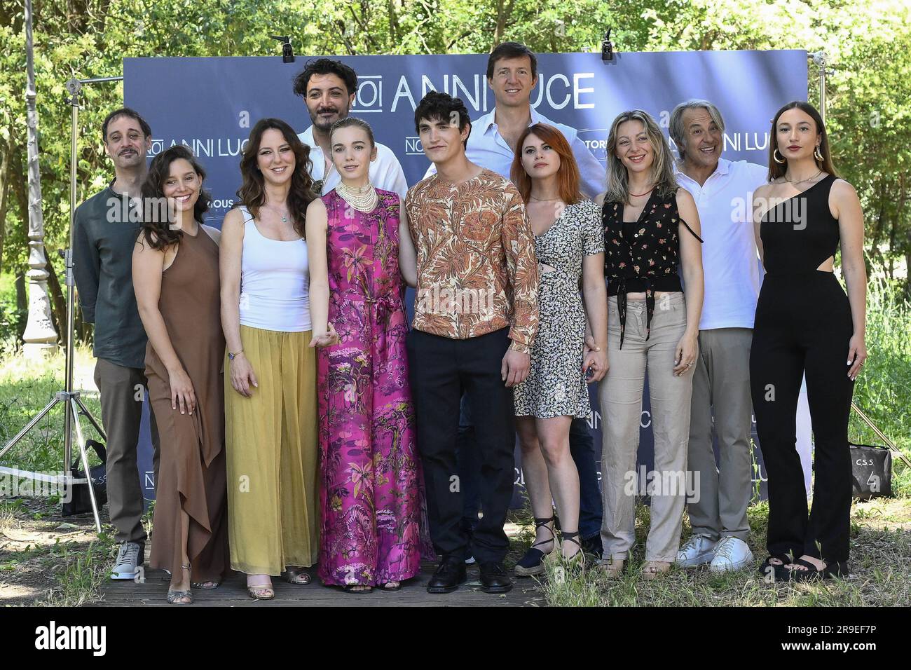 Rome, Italy. 26th June, 2023. All the Cast during the Photocall of the film Noi Anni Luce at Rome, Italy. 26th June, 2023. All the Cast during the Photocall of the film Noi Anni Luce at