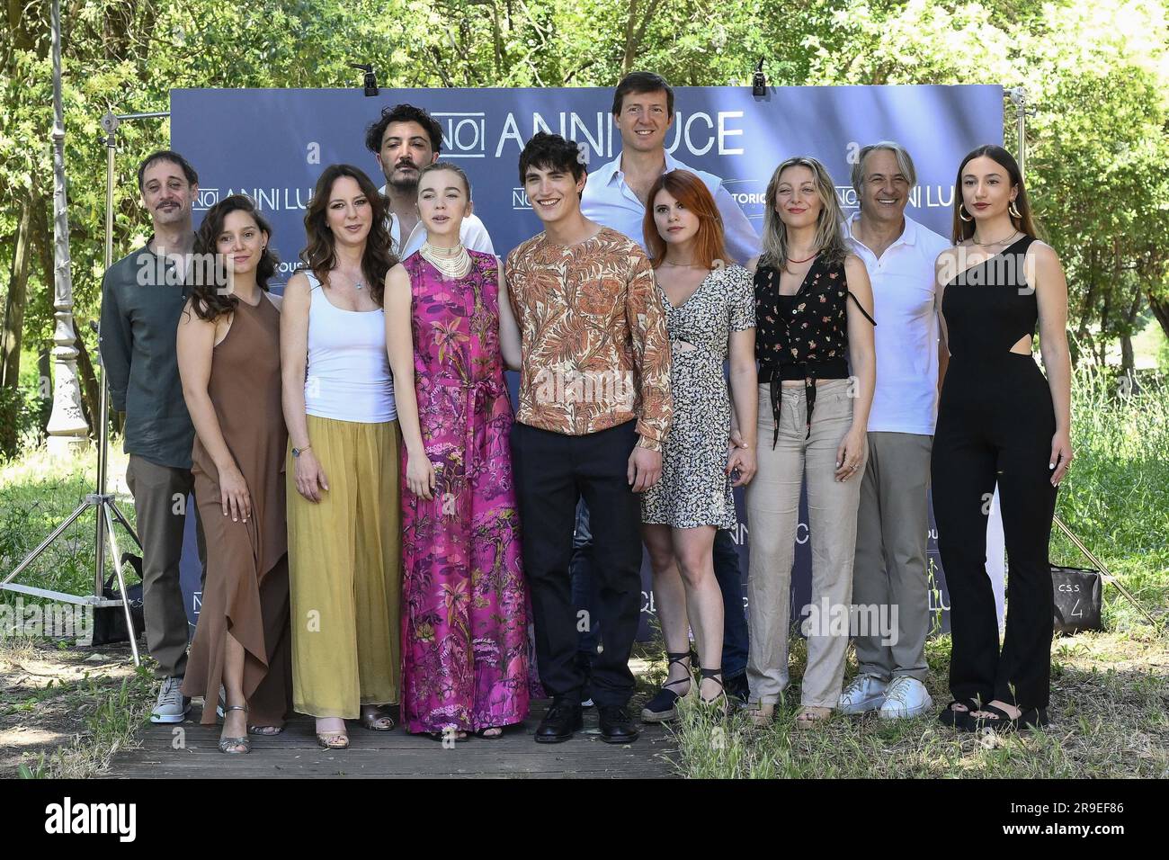 Rome, Italy. 26th June, 2023. All the Cast during the Photocall of the film Noi Anni Luce at Rome, Italy. 26th June, 2023. All the Cast during the Photocall of the film Noi Anni Luce at