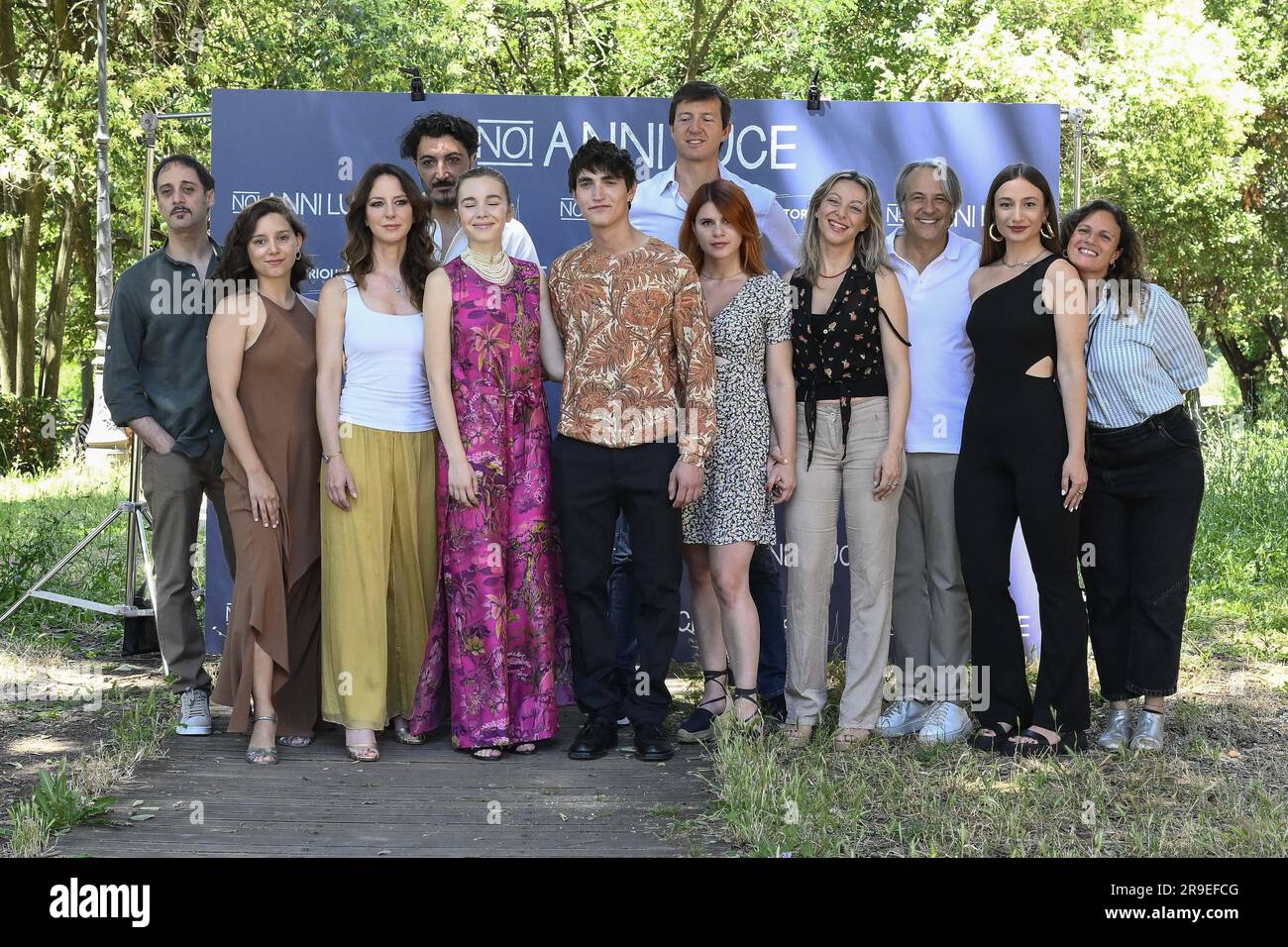 Rome, Italy. 26th June, 2023. All the Cast during the Photocall of the film Noi Anni Luce at Rome, Italy. 26th June, 2023. All the Cast during the Photocall of the film Noi Anni Luce at