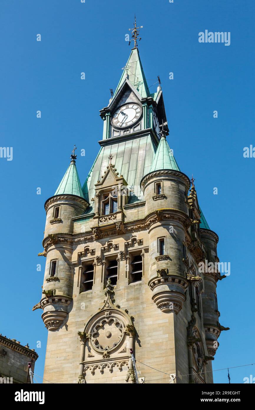 The Clock Tower of Dunfermline City Chambers, Fife. Stock Photo