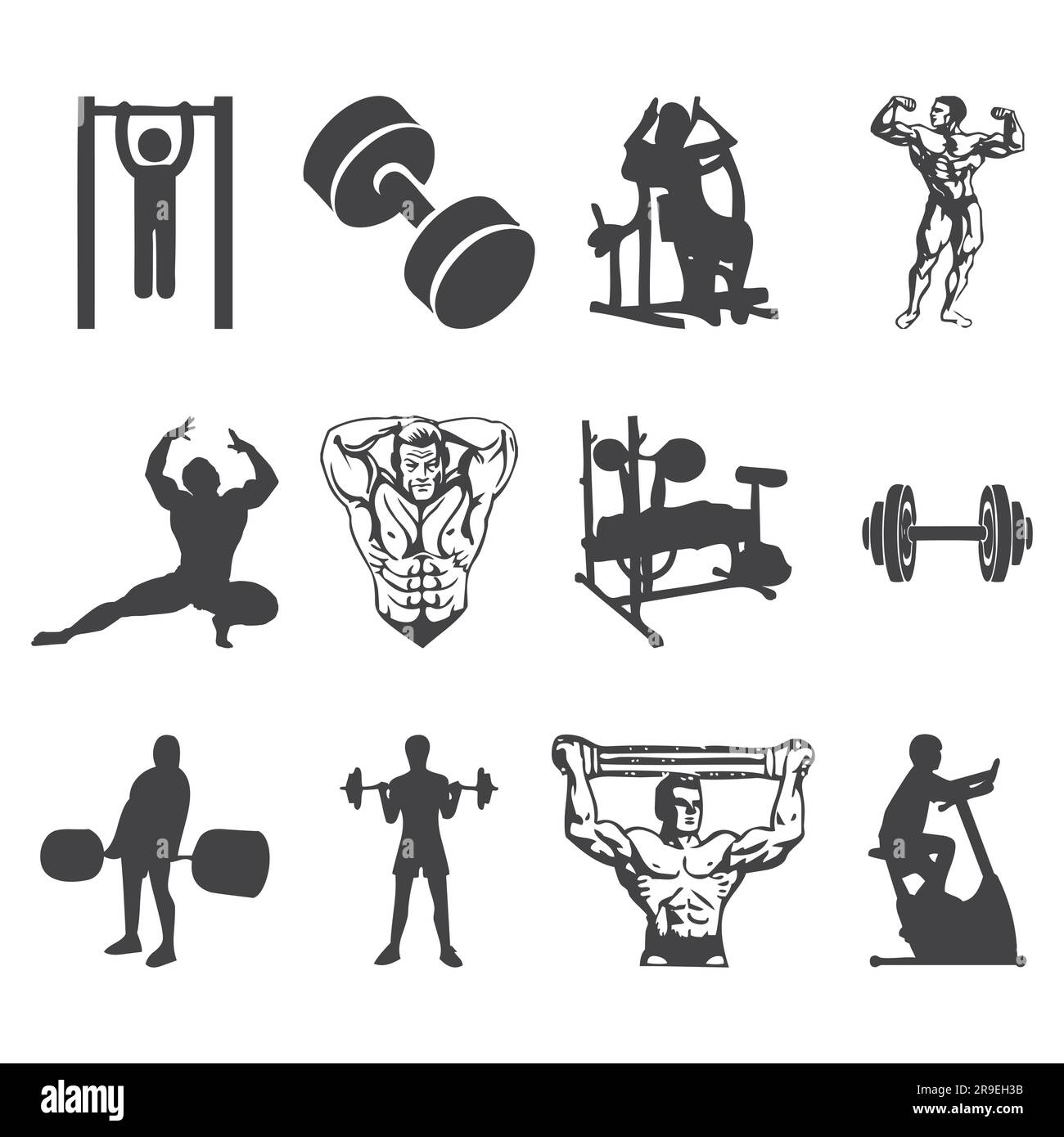 vector gym fitness elements set Stock Vector Image & Art - Alamy