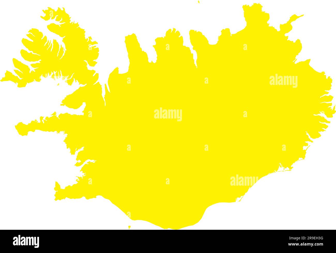 YELLOW CMYK color map of ICELAND Stock Vector