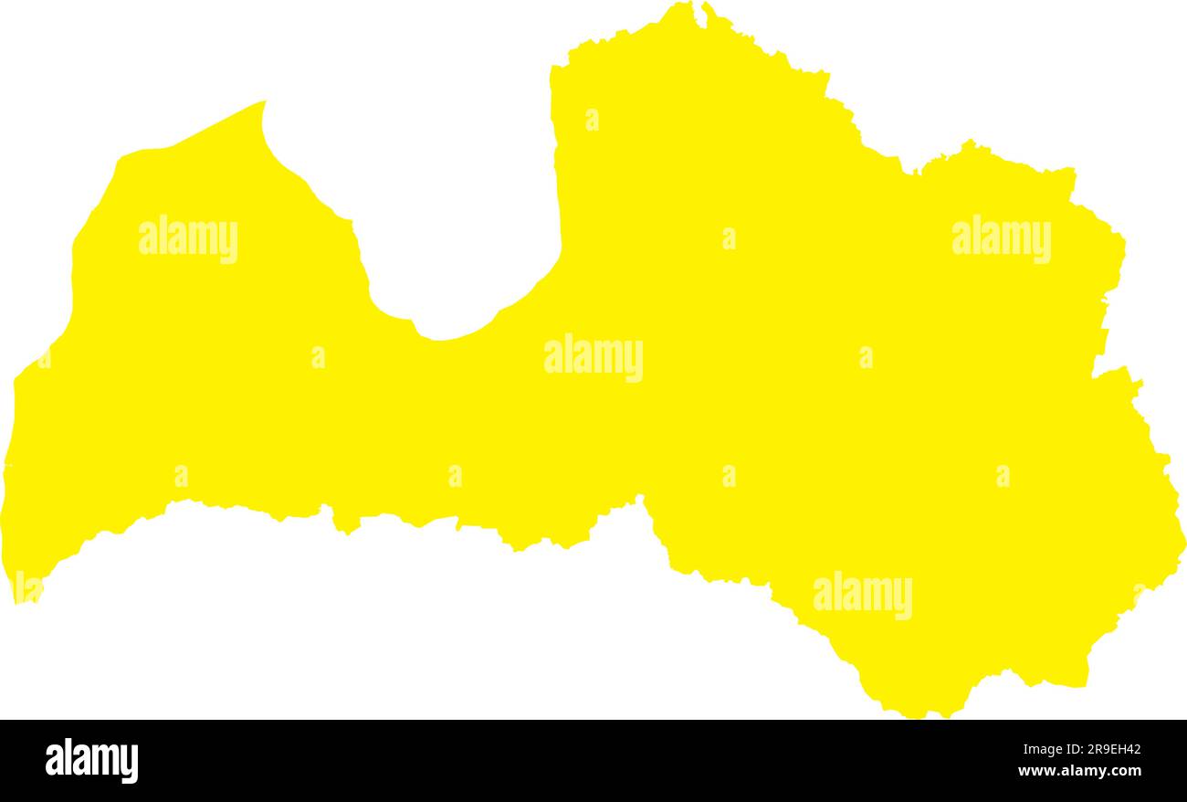 YELLOW CMYK color map of LATVIA Stock Vector