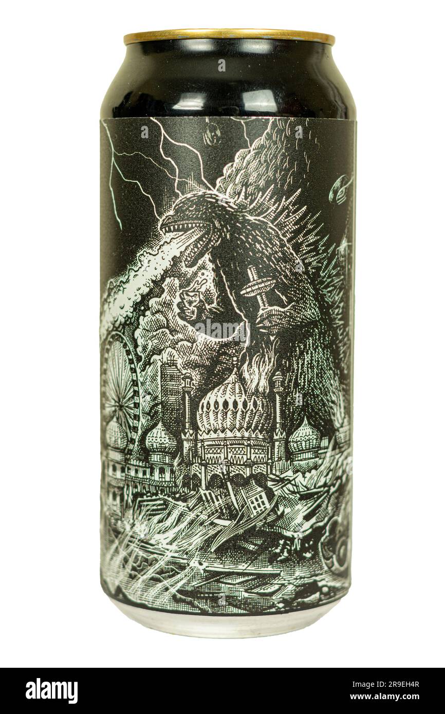 Unbarred Brewery - Stoutzilla Imperial Stout - alc 10% abv -  Can Artwork. Stock Photo