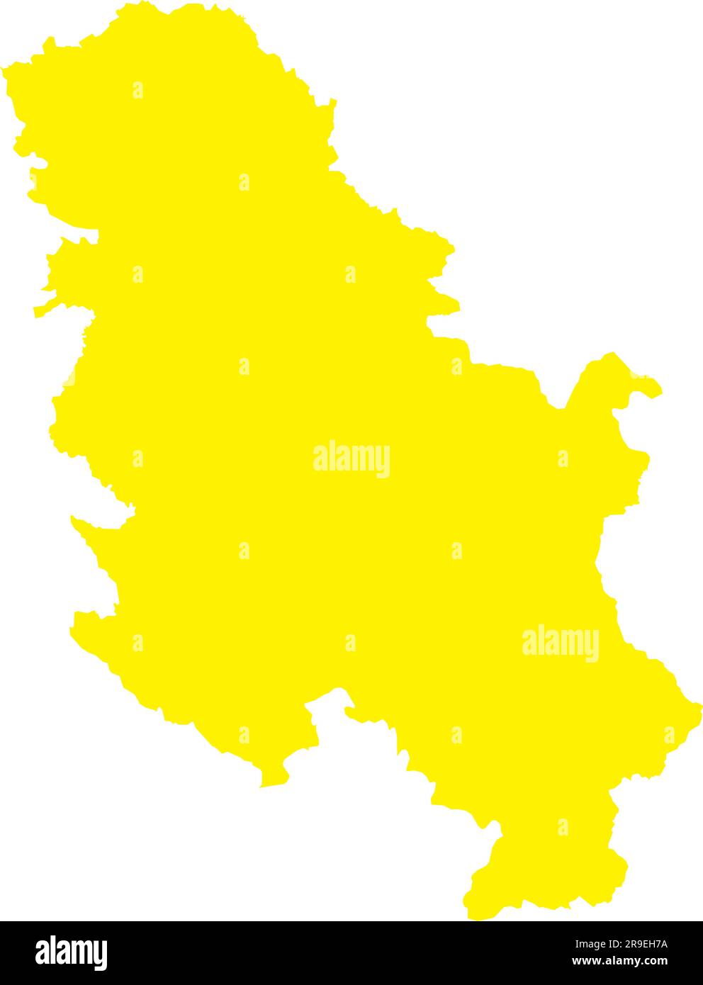 YELLOW CMYK color map of SERBIA (without KOSOVO) Stock Vector