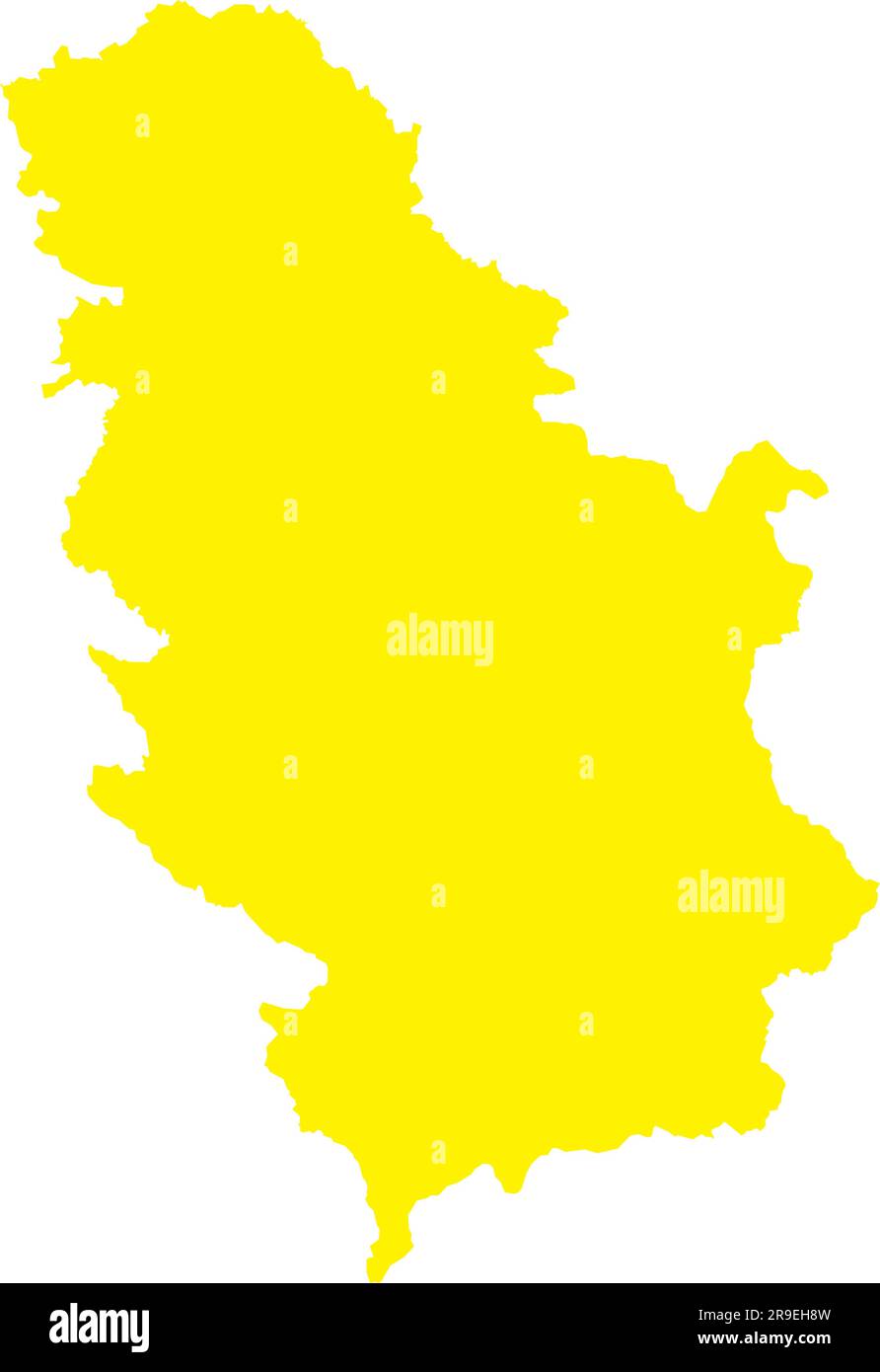 YELLOW CMYK color map of SERBIA (with KOSOVO) Stock Vector