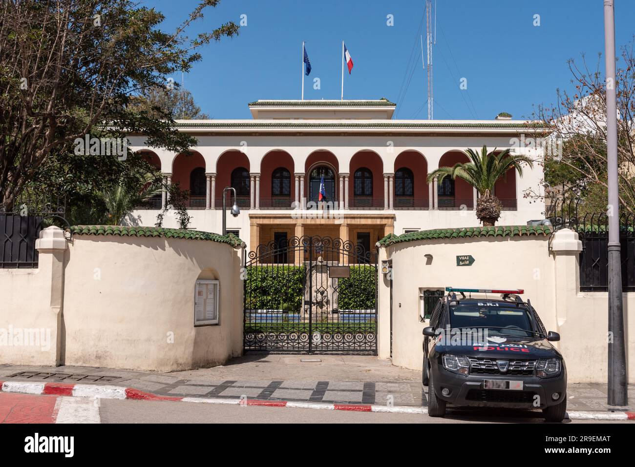 The French consulate in the city center of Tangier, based in an ol colonial building from the Franch period, Morocco Stock Photo