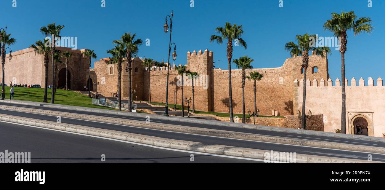 Ancient wall of the famous Kasbah of the Udayas in downtown Rabat