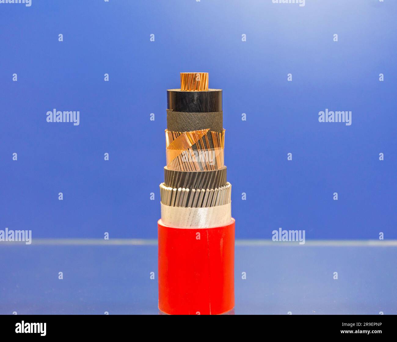 Electric Power Transmission Cable Cross Section Sample Stock Photo