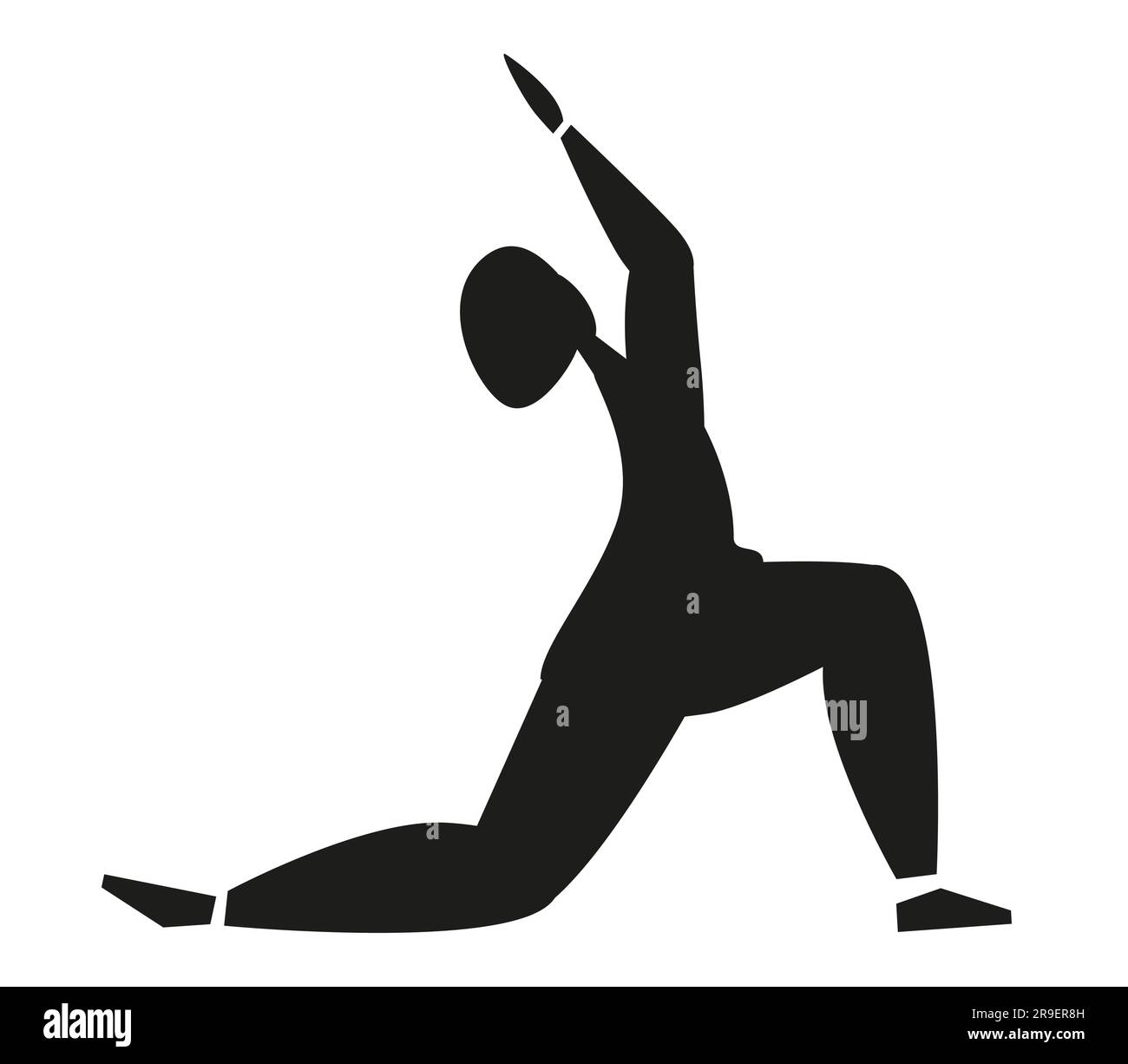 Person practicing yoga pose. Meditation and relax. Vector illustration in silhouette. Isolated on white background. Stock Vector