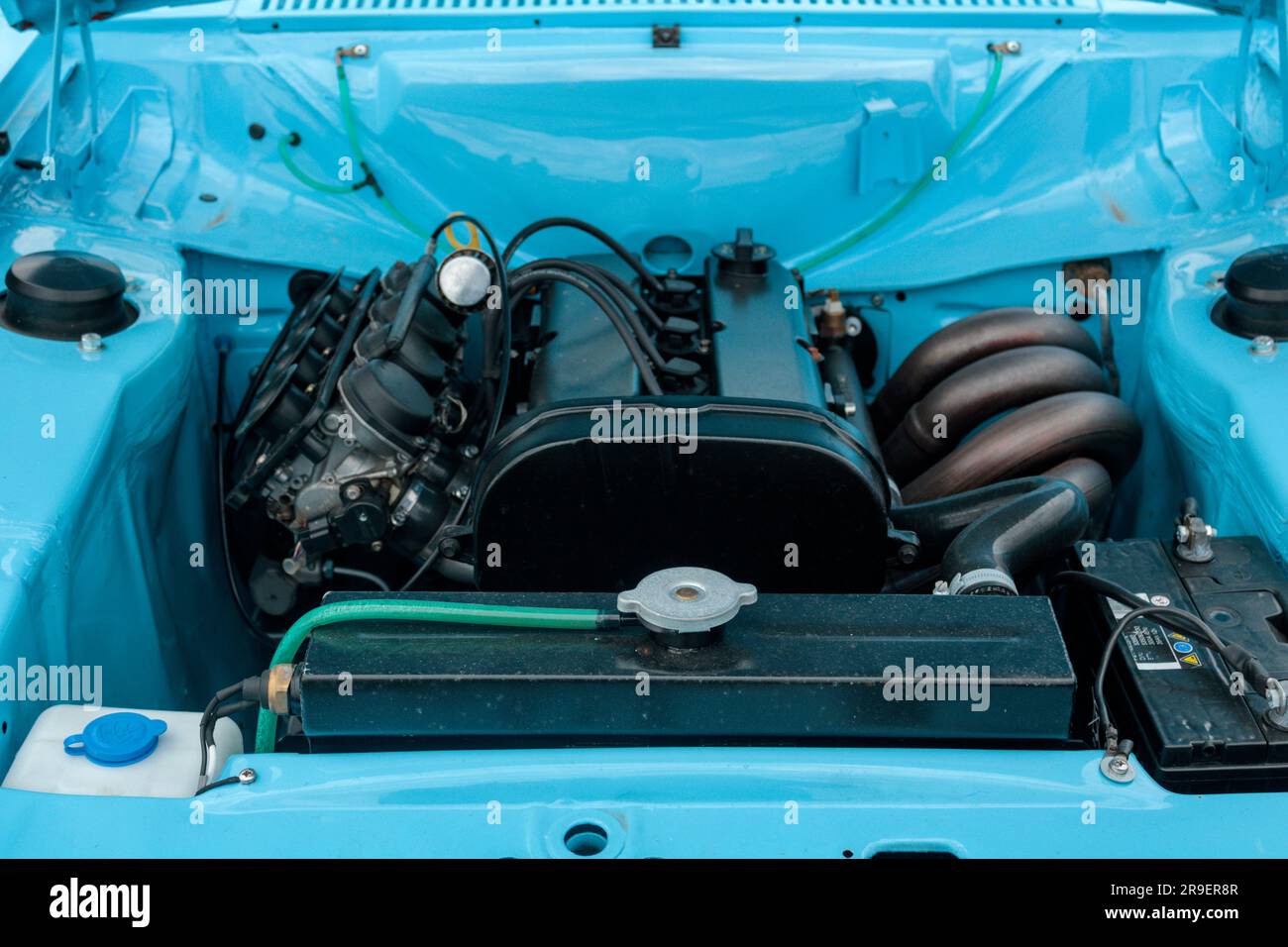 Ford Mexico engine. Burnley Classic Car Show 2023. Stock Photo