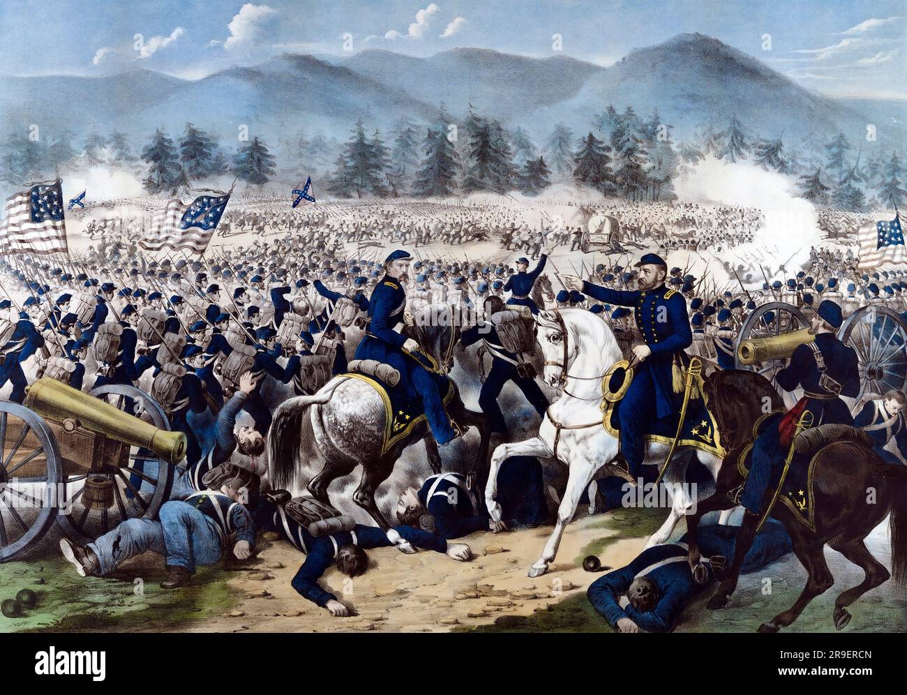 The Battle of Gettysburg, Pa., July 3rd, 1863, print by Currier and Ives, 1863 Stock Photo