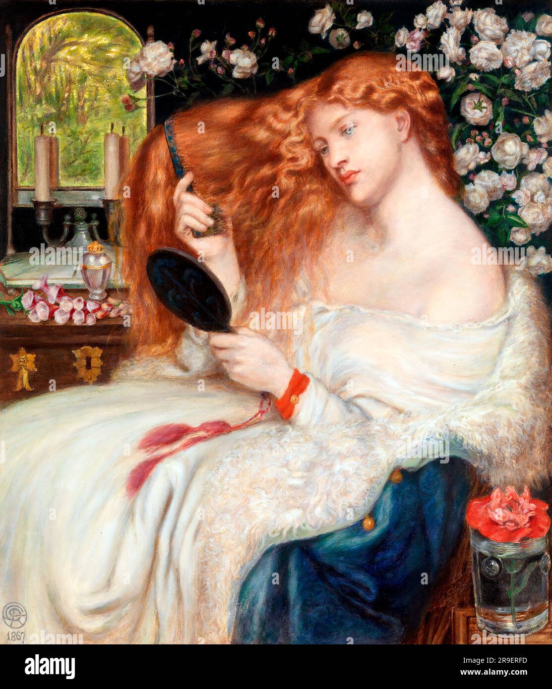 Lady Lilith by Gabriel Dante Rossetti (1828-1882),  watercolor and gouache, 1867 Stock Photo