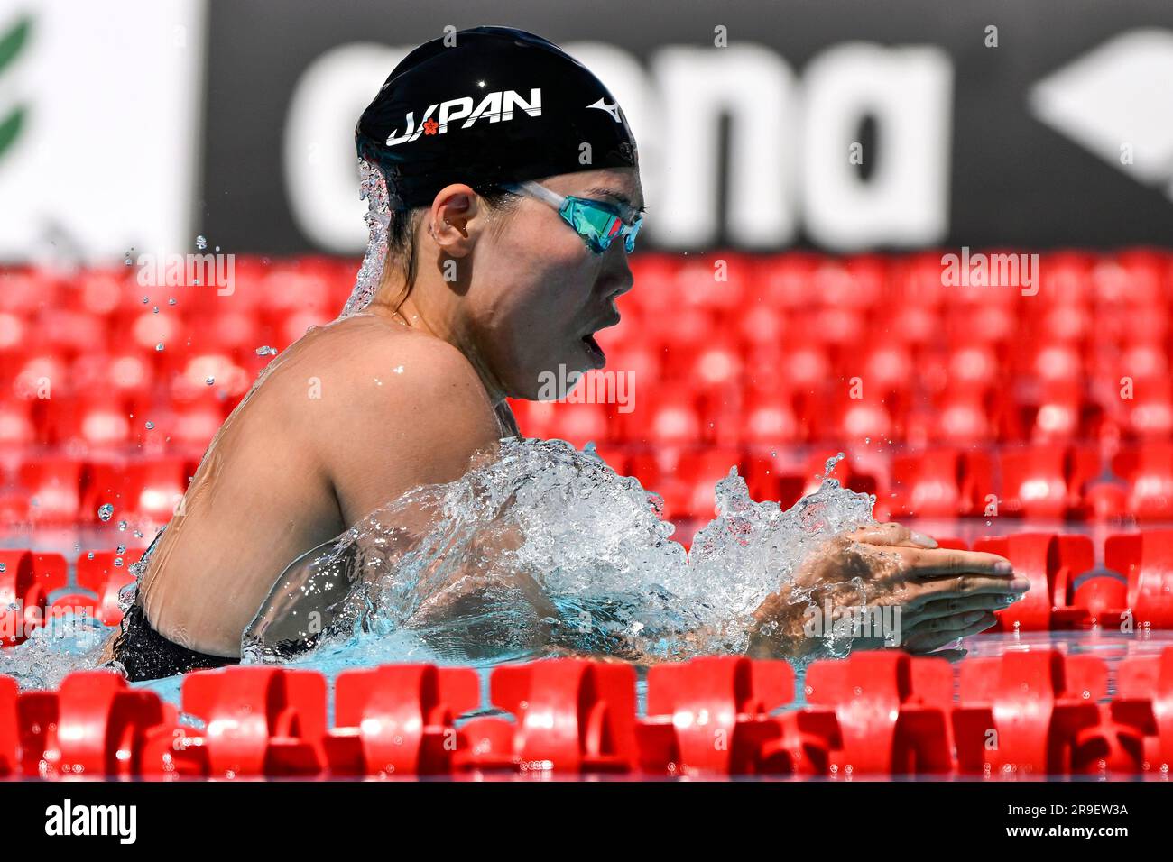 Reona Aoki of Japan competes in the 200m Breaststroke Women Heats