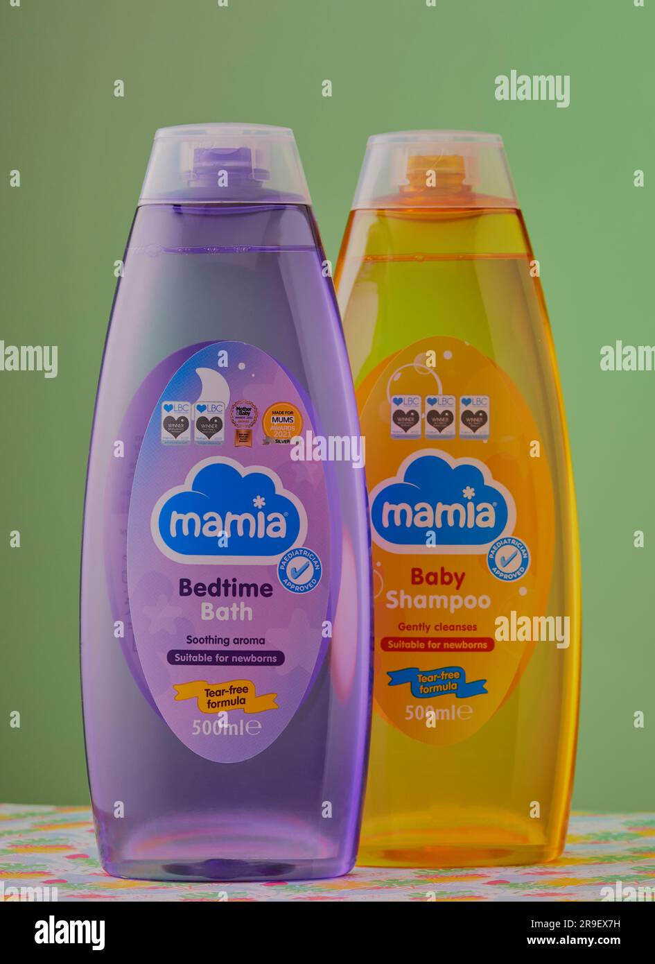Mansfield,Nottingham,United Kingdom:Studio product image of Mamai baby products, Mamai is Aldis own brand of baby products. Stock Photo