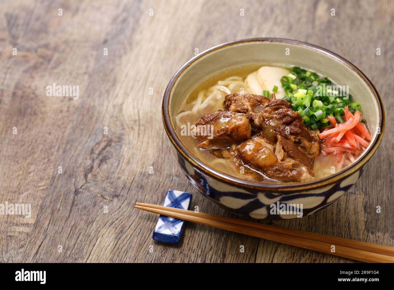 cartilage soki soba noodles, an Okinawan Specialty in Japan. Stock Photo