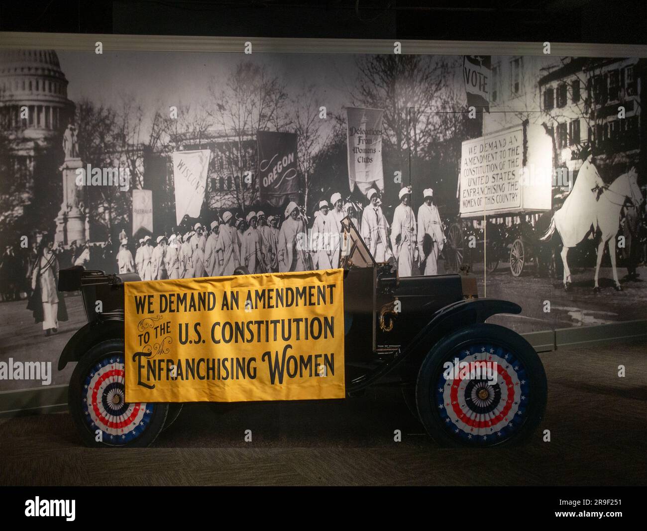 the 19th amendment women fight for voting rights exhibit at the National Constitution Center in Philadelphia PA Stock Photo