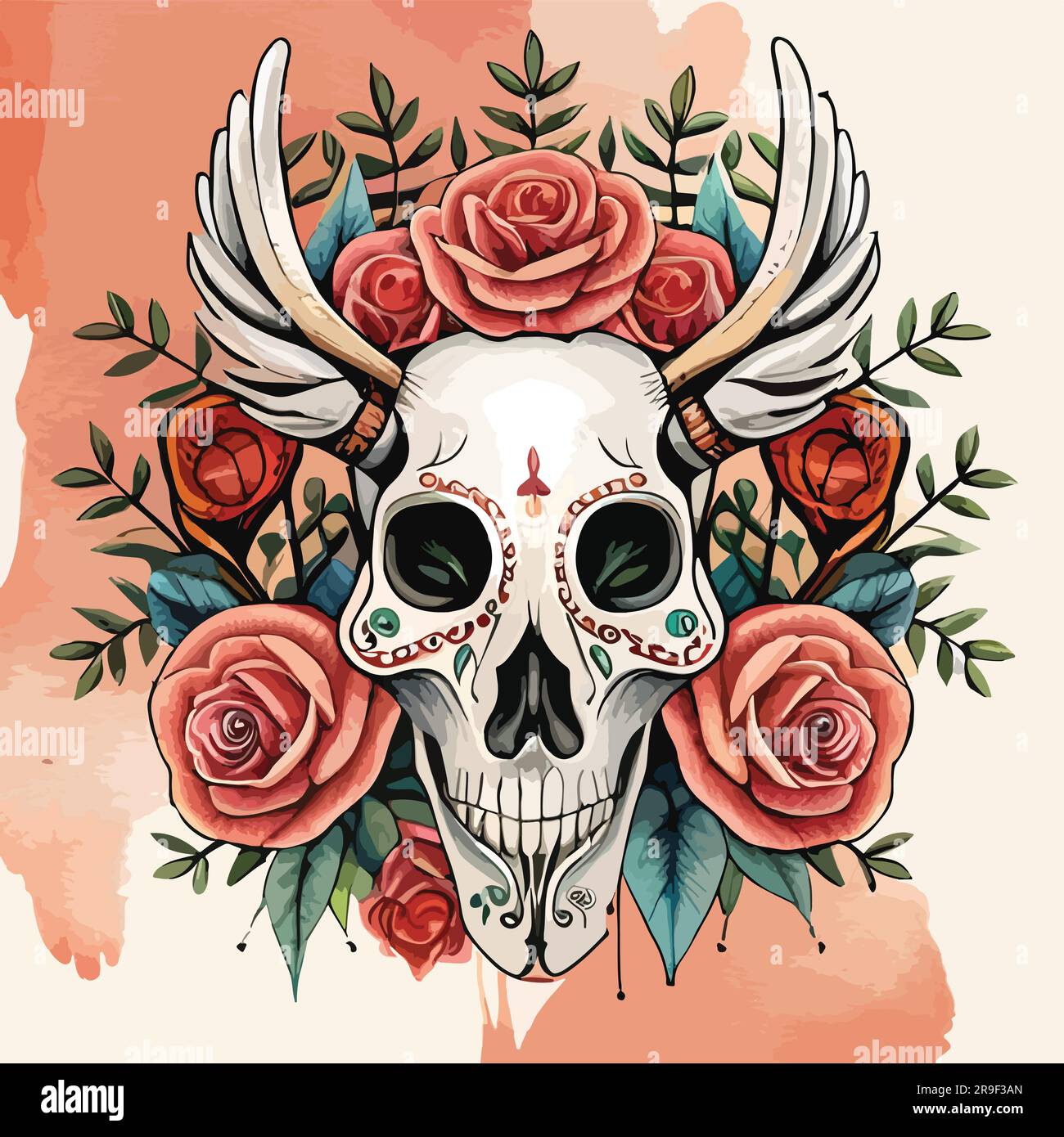 Animal Skull watercolor art Stock Vector Image & Art Alamy