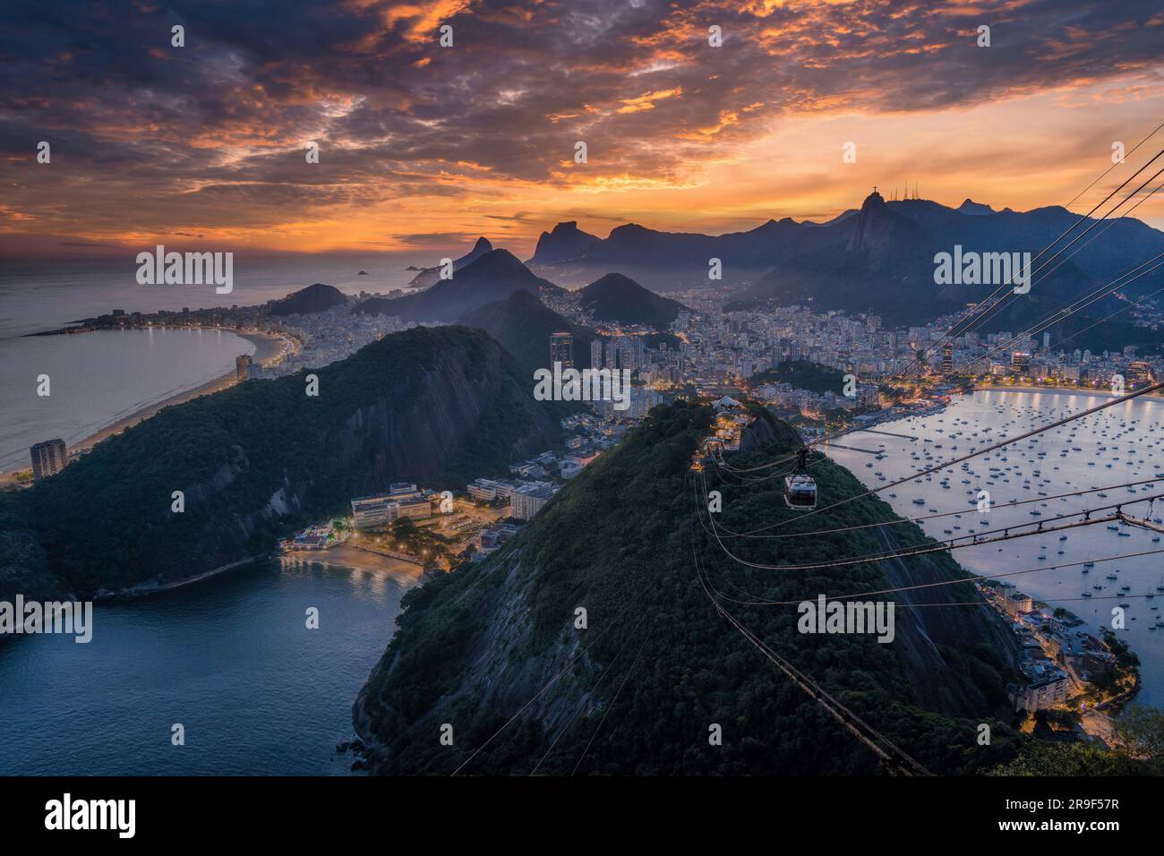 Dramatic sunset over Rio de Janeiro city, Brazil, South America. Stock Photo