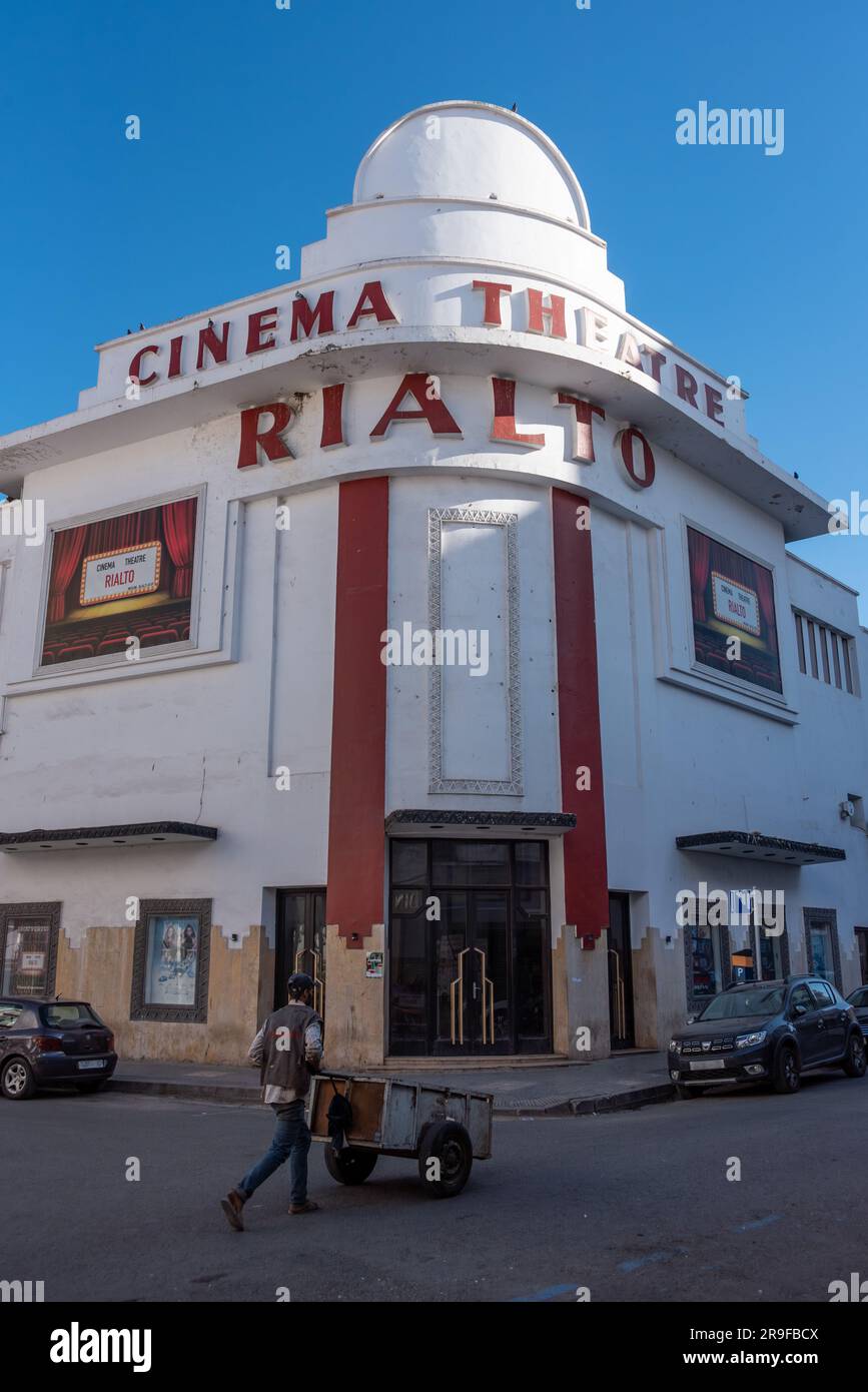 Famous derelict Art Deco Rialto movie theater in the Ville Nouvelle of Casablanca, Morocco Stock