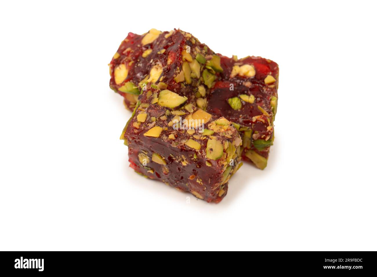 Rahat Comp Sweet roll with pomegranate and pistachios, turkish sweets. Turkish ...