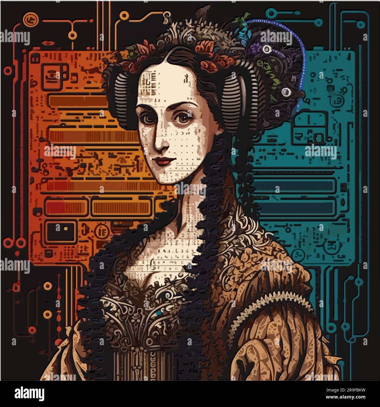 Vector of Ada Lovelace, early computer programer and mathematician ...