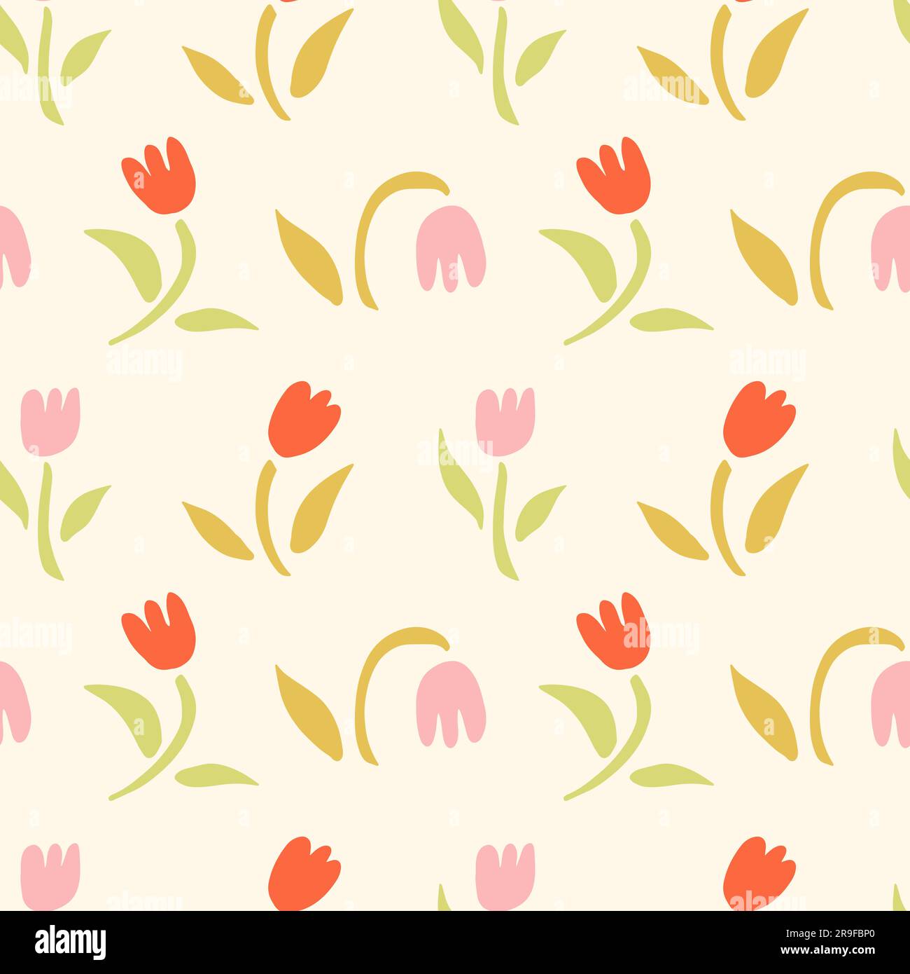 Organic flower seamless pattern tulip floral print Stock Vector Image ...