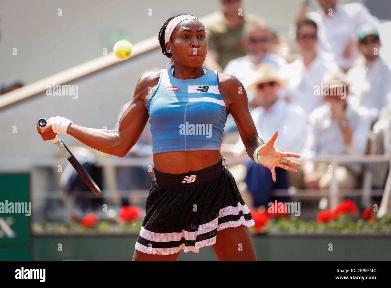 American tennis player Coco Gauff playing during French Open 2023 at Roland Garros,Paris, France